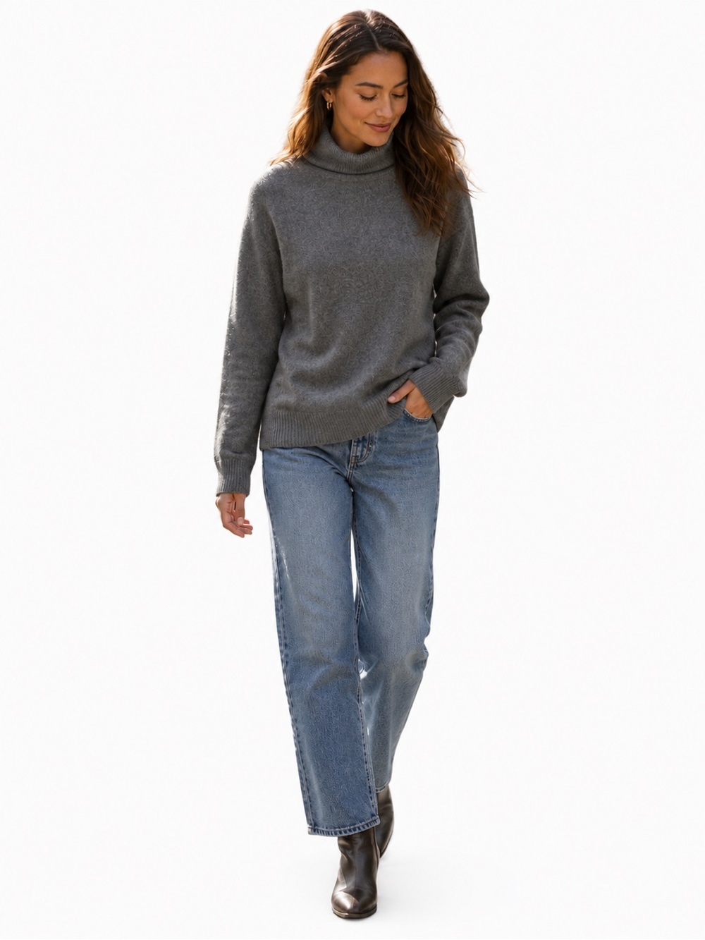 croft & barrow 100% cashmere Gray Turtleneck Sweater